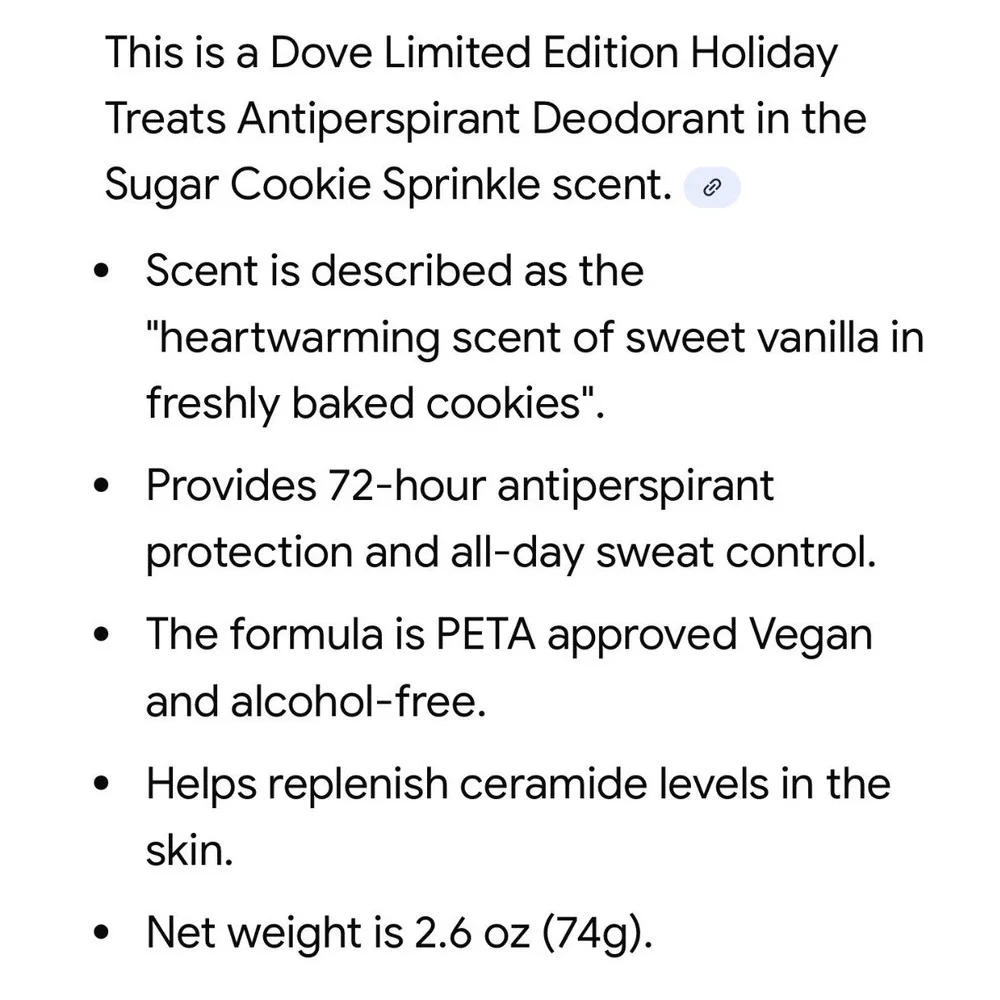 Dove Limited‎ Edition Sugar Cookie Sprinkle Antiperspirant Deodorant 2.6 oz NEW